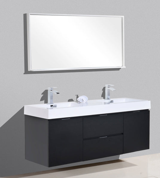 Bliss 60" Wall Mount / Wall Hung Double Sink Bathroom Vanity With 2 Drawers And 2 Doors Acrylic Countertop-Bathroom & More | High Quality from Coozify