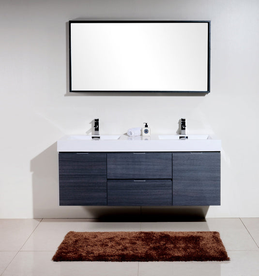 Bliss 60" Wall Mount / Wall Hung Double Sink Bathroom Vanity With 2 Drawers And 2 Doors Acrylic Countertop-Bathroom & More | High Quality from Coozify