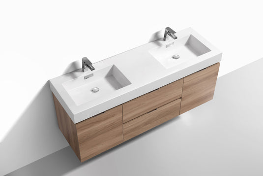 Bliss 60" Wall Mount / Wall Hung Double Sink Bathroom Vanity With 2 Drawers And 2 Doors Acrylic Countertop-Bathroom & More | High Quality from Coozify
