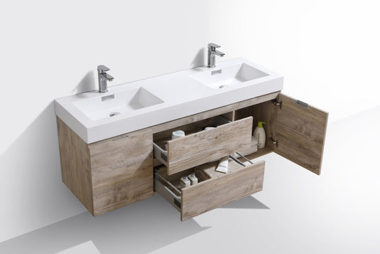 Bliss 60" Wall Mount / Wall Hung Double Sink Bathroom Vanity With 2 Drawers And 2 Doors Acrylic Countertop-Bathroom & More | High Quality from Coozify