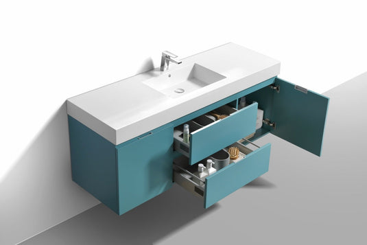 Bliss 60" Wall Mount / Wall Hung Double Sink Bathroom Vanity With 2 Drawers And 2 Doors Acrylic Countertop-Bathroom & More | High Quality from Coozify