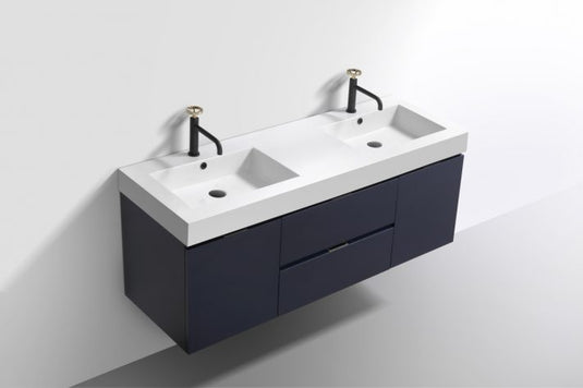 Bliss 60" Wall Mount / Wall Hung Double Sink Bathroom Vanity With 2 Drawers And 2 Doors Acrylic Countertop-Bathroom & More | High Quality from Coozify