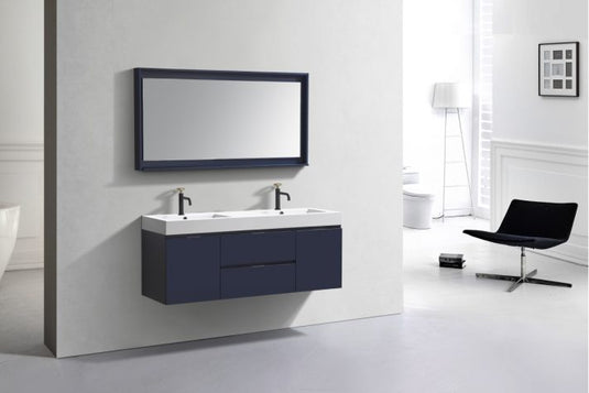 Bliss 60" Wall Mount / Wall Hung Double Sink Bathroom Vanity With 2 Drawers And 2 Doors Acrylic Countertop-Bathroom & More | High Quality from Coozify