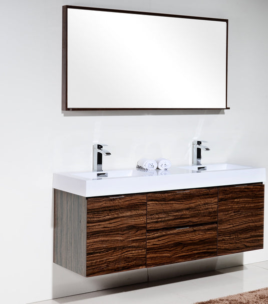 Bliss 60" Wall Mount / Wall Hung Double Sink Bathroom Vanity With 2 Drawers And 2 Doors Acrylic Countertop-Bathroom & More | High Quality from Coozify