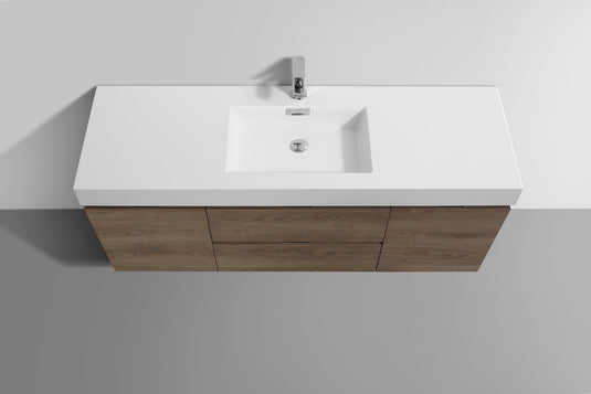 Bliss 60" Wall Mount / Wall Hung Modern Single Sink Bathroom Vanity With 2 Drawers And 2 Doors Acrylic Countertop-Bathroom & More | High Quality from Coozify