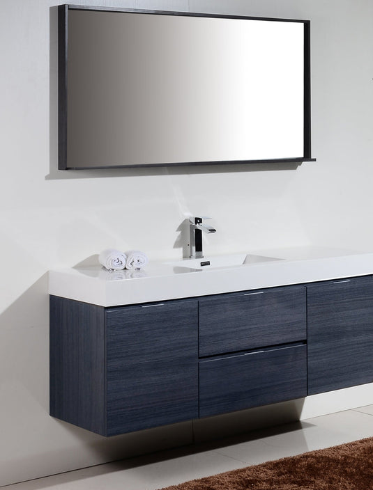 Bliss 60" Wall Mount / Wall Hung Modern Single Sink Bathroom Vanity With 2 Drawers And 2 Doors Acrylic Countertop-Bathroom & More | High Quality from Coozify