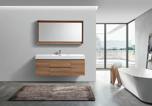 Bliss 60" Wall Mount / Wall Hung Modern Single Sink Bathroom Vanity With 2 Drawers And 2 Doors Acrylic Countertop-Bathroom & More | High Quality from Coozify