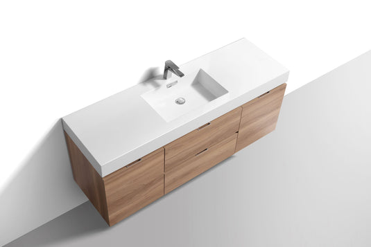 Bliss 60" Wall Mount / Wall Hung Modern Single Sink Bathroom Vanity With 2 Drawers And 2 Doors Acrylic Countertop-Bathroom & More | High Quality from Coozify