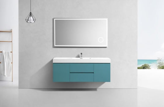 Bliss 60" Wall Mount / Wall Hung Modern Single Sink Bathroom Vanity With 2 Drawers And 2 Doors Acrylic Countertop-Bathroom & More | High Quality from Coozify