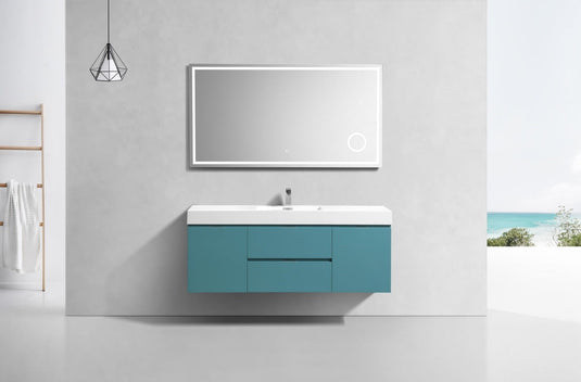 Bliss 60" Wall Mount / Wall Hung Modern Single Sink Bathroom Vanity With 2 Drawers And 2 Doors Acrylic Countertop-Bathroom & More | High Quality from Coozify