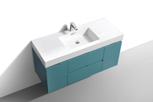 Bliss 60" Wall Mount / Wall Hung Modern Single Sink Bathroom Vanity With 2 Drawers And 2 Doors Acrylic Countertop-Bathroom & More | High Quality from Coozify