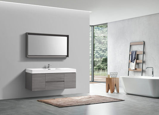 Bliss 60" Wall Mount / Wall Hung Modern Single Sink Bathroom Vanity With 2 Drawers And 2 Doors Acrylic Countertop-Bathroom & More | High Quality from Coozify