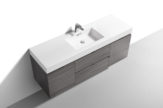 Bliss 60" Wall Mount / Wall Hung Modern Single Sink Bathroom Vanity With 2 Drawers And 2 Doors Acrylic Countertop-Bathroom & More | High Quality from Coozify