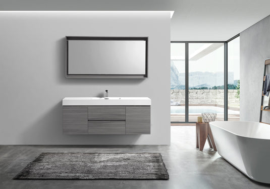 Bliss 60" Wall Mount / Wall Hung Modern Single Sink Bathroom Vanity With 2 Drawers And 2 Doors Acrylic Countertop-Bathroom & More | High Quality from Coozify