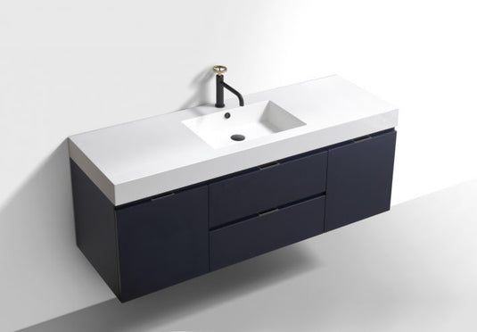 Bliss 60" Wall Mount / Wall Hung Modern Single Sink Bathroom Vanity With 2 Drawers And 2 Doors Acrylic Countertop-Bathroom & More | High Quality from Coozify