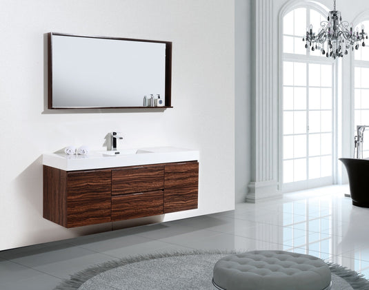 Bliss 60" Wall Mount / Wall Hung Modern Single Sink Bathroom Vanity With 2 Drawers And 2 Doors Acrylic Countertop-Bathroom & More | High Quality from Coozify