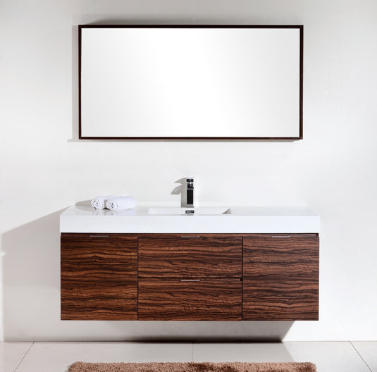 Bliss 60" Wall Mount / Wall Hung Modern Single Sink Bathroom Vanity With 2 Drawers And 2 Doors Acrylic Countertop-Bathroom & More | High Quality from Coozify