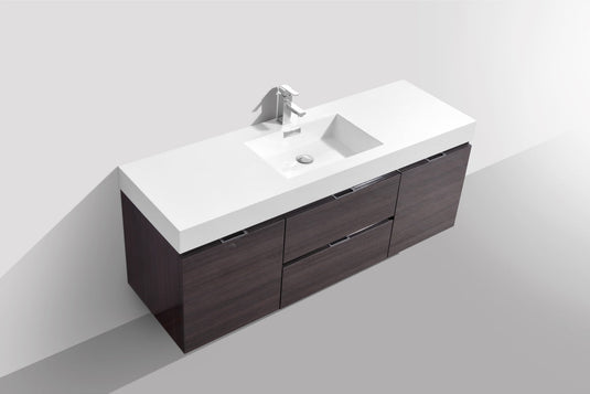 Bliss 60" Wall Mount / Wall Hung Modern Single Sink Bathroom Vanity With 2 Drawers And 2 Doors Acrylic Countertop-Bathroom & More | High Quality from Coozify