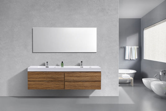 Bliss 72" Wall Mount / Wall Hung Modern Double Sink Bathroom Vanity With 4 Drawers Acrylic Countertop-Bathroom & More | High Quality from Coozify