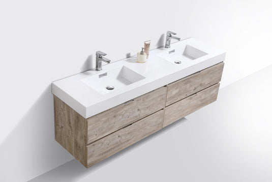 Bliss 72" Wall Mount / Wall Hung Modern Double Sink Bathroom Vanity With 4 Drawers Acrylic Countertop-Bathroom & More | High Quality from Coozify