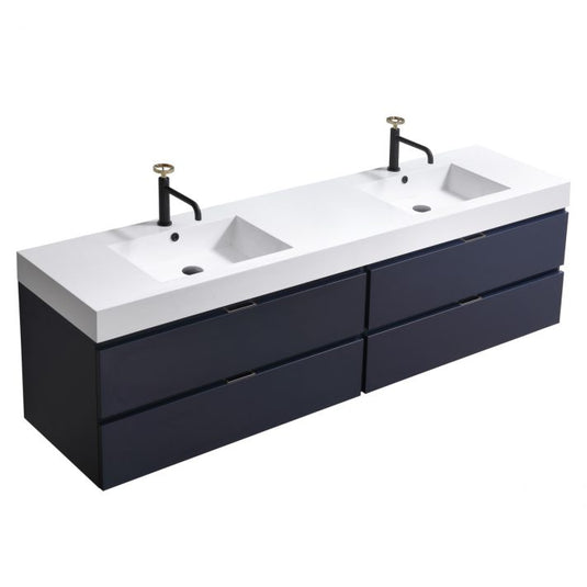Bliss 72" Wall Mount / Wall Hung Modern Double Sink Bathroom Vanity With 4 Drawers Acrylic Countertop-Bathroom & More | High Quality from Coozify