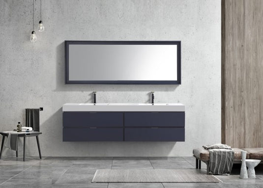 Bliss 72" Wall Mount / Wall Hung Modern Double Sink Bathroom Vanity With 4 Drawers Acrylic Countertop-Bathroom & More | High Quality from Coozify