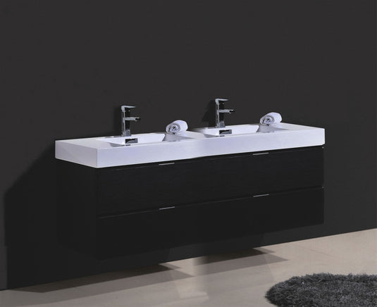Bliss 80" Wall Mount / Wall Hung Modern Double Sink Bathroom Vanity With 4 Drawers Acrylic Countertop-Bathroom & More | High Quality from Coozify