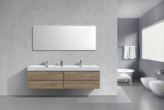 Bliss 80" Wall Mount / Wall Hung Modern Double Sink Bathroom Vanity With 4 Drawers Acrylic Countertop-Bathroom & More | High Quality from Coozify
