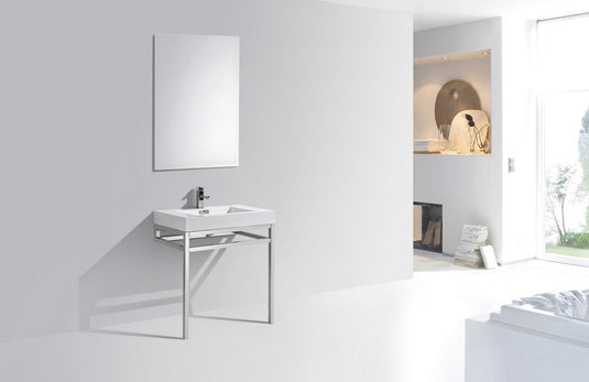 Haus 30" Stainless Steel Console Bathroom Vanity With White Acrylic Sink-Bathroom & More | High Quality from Coozify