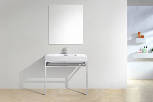 Haus 36" Stainless Steel Console Bathroom Vanity With White Acrylic Sink-Bathroom & More | High Quality from Coozify