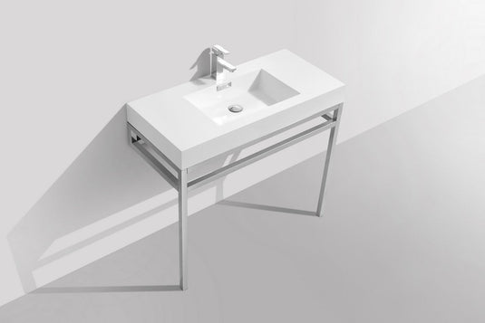 Haus 40" Stainless Steel Console Bathroom Vanity With White Acrylic Sink-Bathroom & More | High Quality from Coozify
