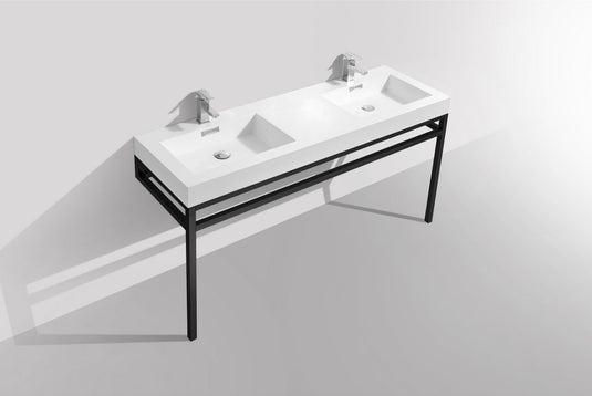 Haus 60" Double Sink Stainless Steel Console Bathroom Vanity With White Acrylic Sink-Bathroom & More | High Quality from Coozify