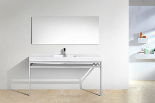 Haus 60" Single Sink Stainless Steel Console Bathroom Vanity With White Acrylic Sink-Bathroom & More | High Quality from Coozify