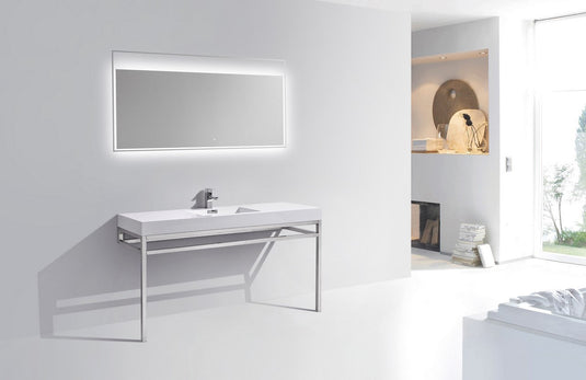 Haus 60" Single Sink Stainless Steel Console Bathroom Vanity With White Acrylic Sink-Bathroom & More | High Quality from Coozify