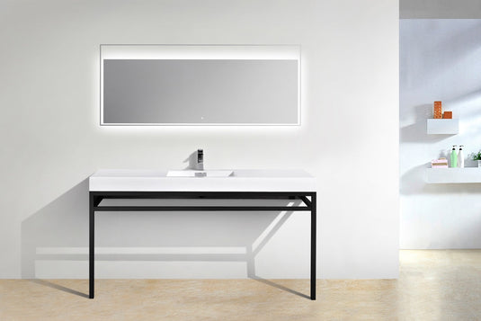 Haus 60" Single Sink Stainless Steel Console Bathroom Vanity With White Acrylic Sink-Bathroom & More | High Quality from Coozify