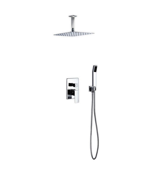 Aqua Piazza Shower Set With 12" Ceiling Mount Square Rain Shower and Handheld Chrome-Bathroom & More | High Quality from Coozify