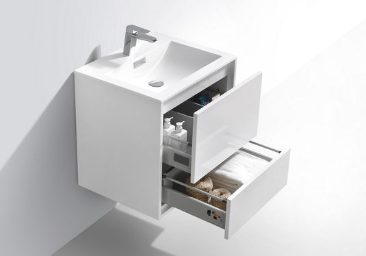 De Lusso 24" Wall Mount / Wall Hung Modern Bathroom Vanity With 2 Drawers Acrylic Countertop DL24-Bathroom & More | High Quality from Coozify