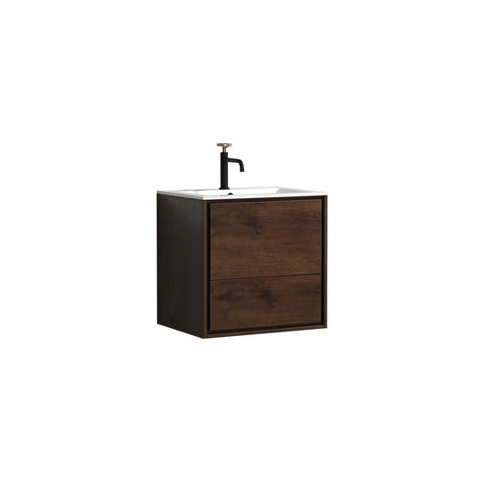De Lusso 24" Wall Mount / Wall Hung Modern Bathroom Vanity With 2 Drawers Acrylic Countertop DL24-Bathroom & More | High Quality from Coozify