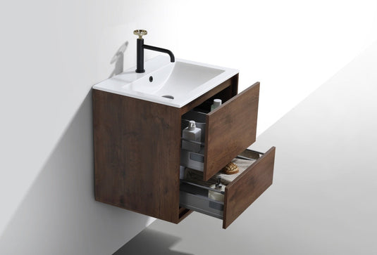 De Lusso 24" Wall Mount / Wall Hung Modern Bathroom Vanity With 2 Drawers Acrylic Countertop DL24-Bathroom & More | High Quality from Coozify