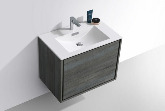 De Lusso 30" Wall Mount / Wall Hung Modern Bathroom Vanity With 2 Drawers Acrylic Countertop DL30-Bathroom & More | High Quality from Coozify