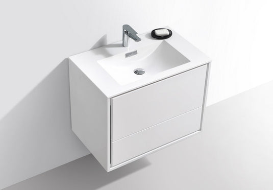 De Lusso 30" Wall Mount / Wall Hung Modern Bathroom Vanity With 2 Drawers Acrylic Countertop DL30-Bathroom & More | High Quality from Coozify