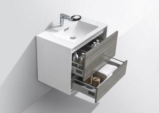 De Lusso 30" Wall Mount / Wall Hung Modern Bathroom Vanity With 2 Drawers Acrylic Countertop DL30-Bathroom & More | High Quality from Coozify