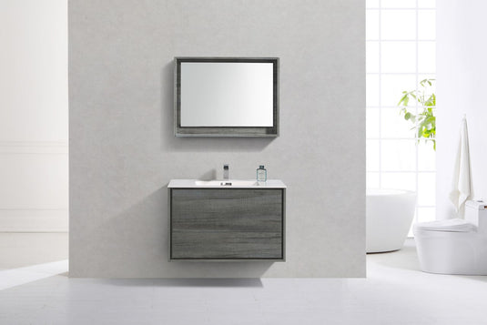 De Lusso 36" Wall Mount / Wall Hung Modern Bathroom Vanity With 2 Drawers Acrylic Countertop DL36-Bathroom & More | High Quality from Coozify