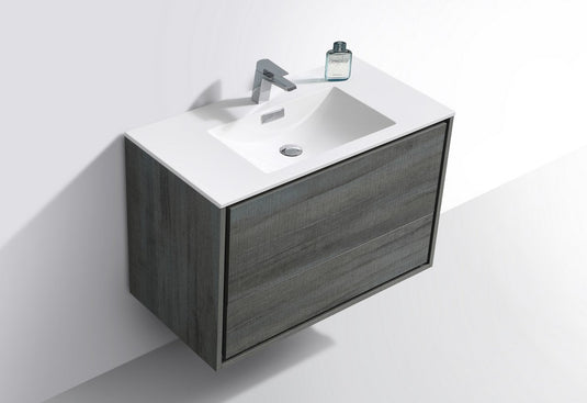 De Lusso 36" Wall Mount / Wall Hung Modern Bathroom Vanity With 2 Drawers Acrylic Countertop DL36-Bathroom & More | High Quality from Coozify