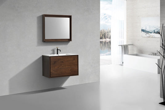 De Lusso 36" Wall Mount / Wall Hung Modern Bathroom Vanity With 2 Drawers Acrylic Countertop DL36-Bathroom & More | High Quality from Coozify