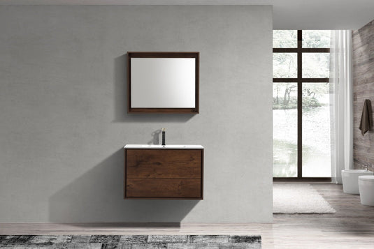 De Lusso 36" Wall Mount / Wall Hung Modern Bathroom Vanity With 2 Drawers Acrylic Countertop DL36-Bathroom & More | High Quality from Coozify