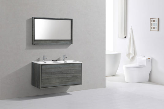 De Lusso 48" Wall Mount / Wall Hung Modern Double Sink Bathroom Vanity With 2 Drawers Acrylic Countertop DL48D-Bathroom & More | High Quality from Coozify
