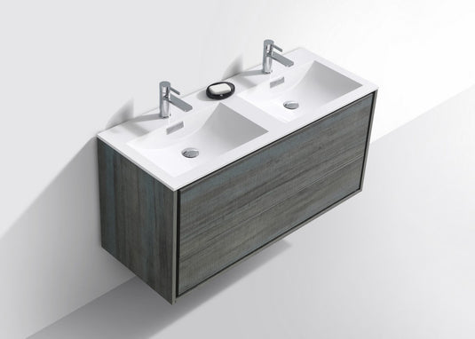 De Lusso 48" Wall Mount / Wall Hung Modern Double Sink Bathroom Vanity With 2 Drawers Acrylic Countertop DL48D-Bathroom & More | High Quality from Coozify