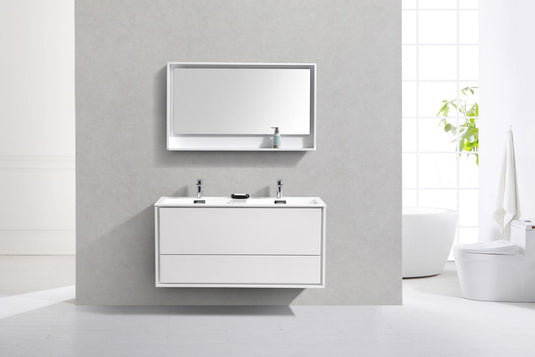 De Lusso 48" Wall Mount / Wall Hung Modern Double Sink Bathroom Vanity With 2 Drawers Acrylic Countertop DL48D-Bathroom & More | High Quality from Coozify