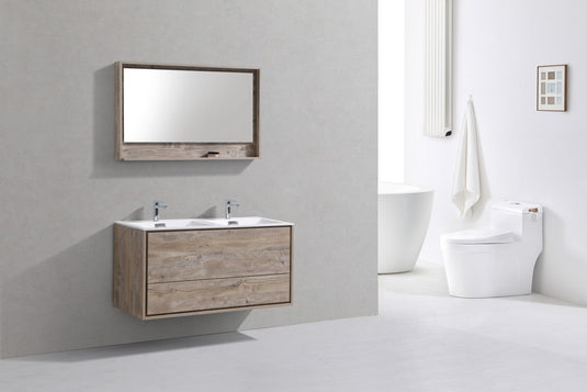 De Lusso 48" Wall Mount / Wall Hung Modern Double Sink Bathroom Vanity With 2 Drawers Acrylic Countertop DL48D-Bathroom & More | High Quality from Coozify